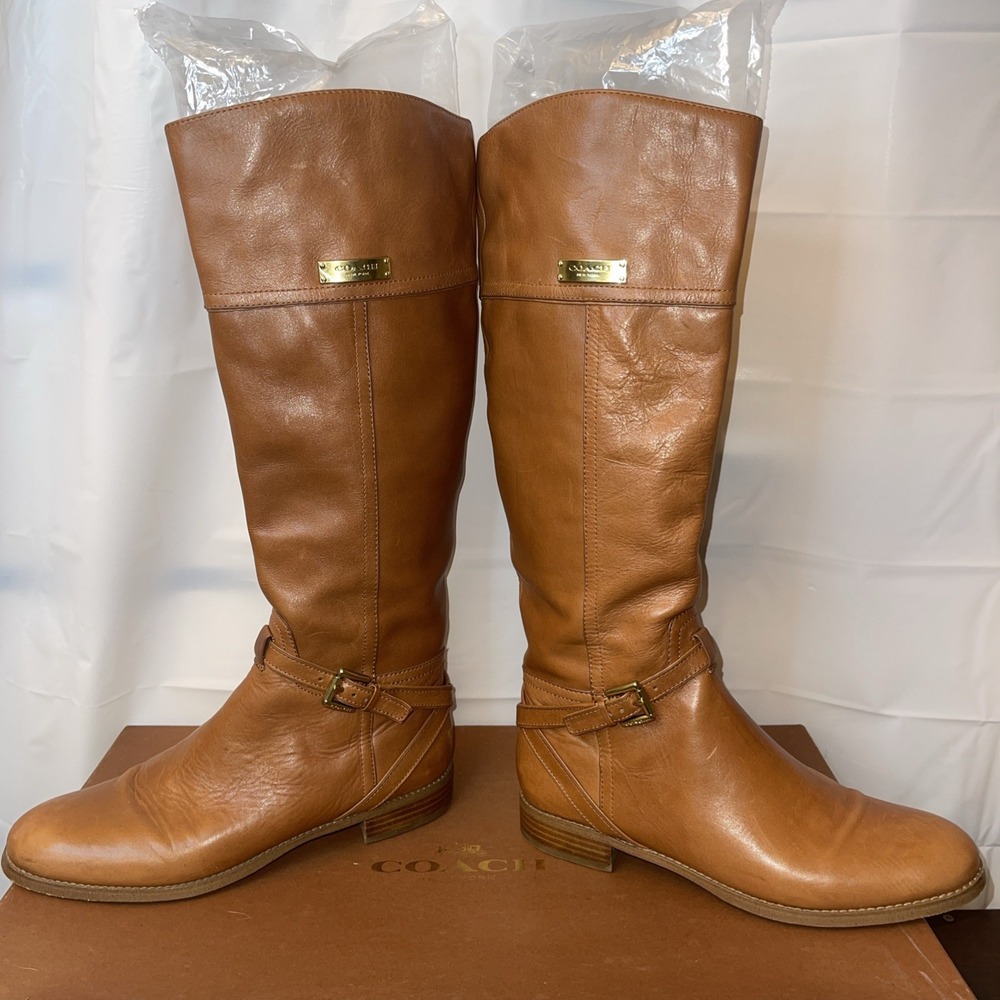 COACH New York "Micha Calf" Leather Women's Boots CINNAMON Style-A6848 Size‎ 9MB - Picture 6 of 16